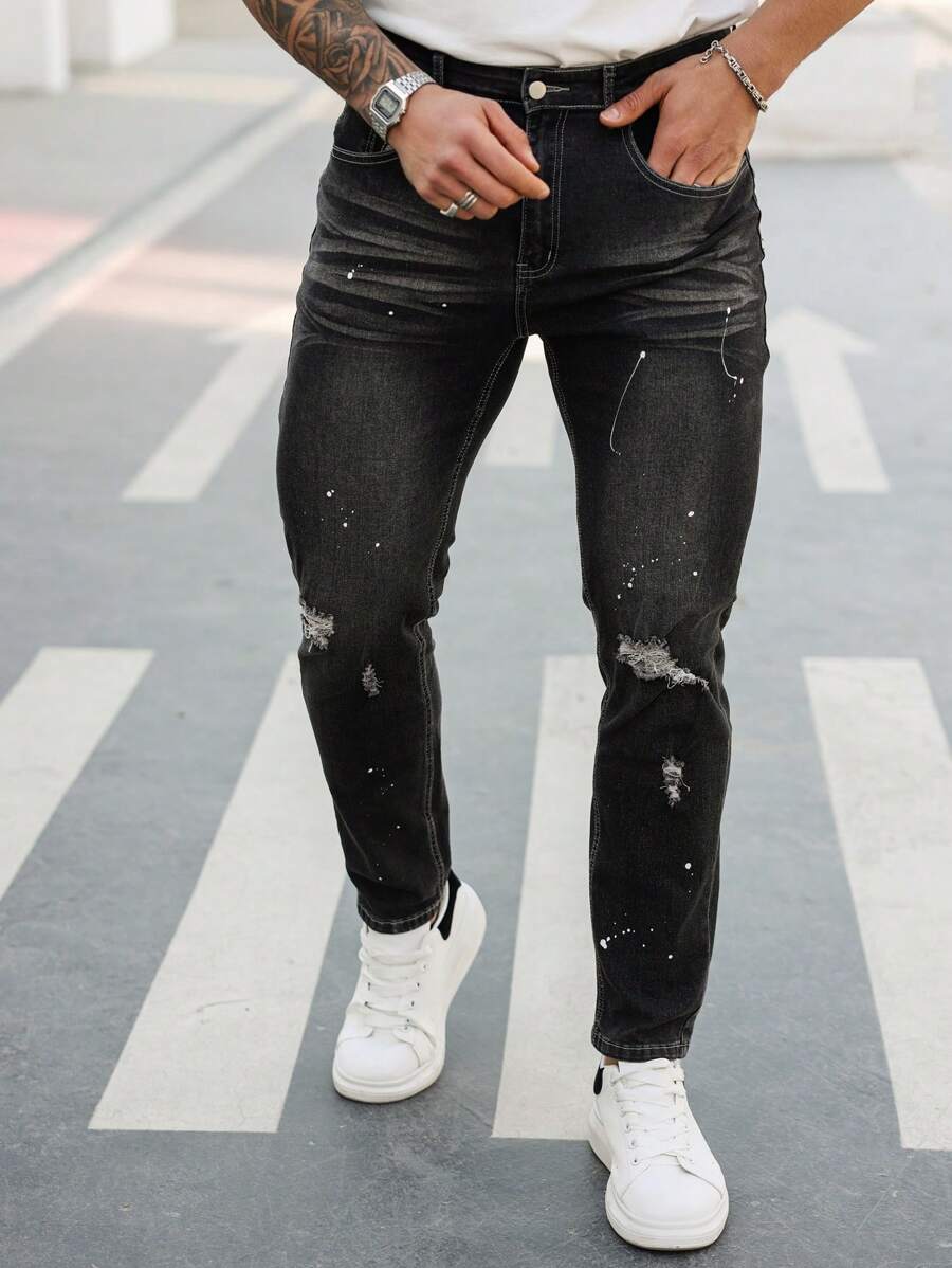 Manfinity Homme Men's Simple Casual Everyday Wear Denim Jeans