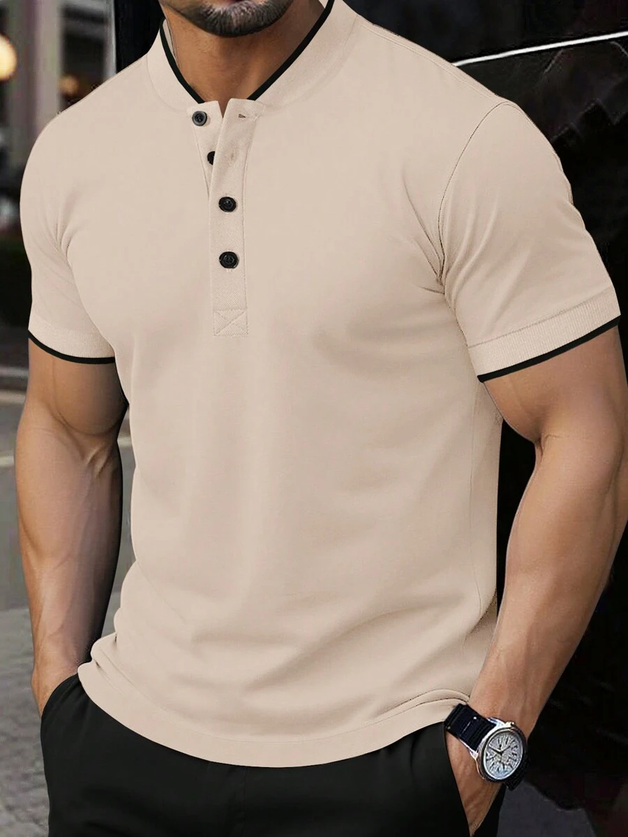 Manfinity Homme Maglietta polo a maniche corte semplice e , adatta all'uso casual quotidiano per uomo