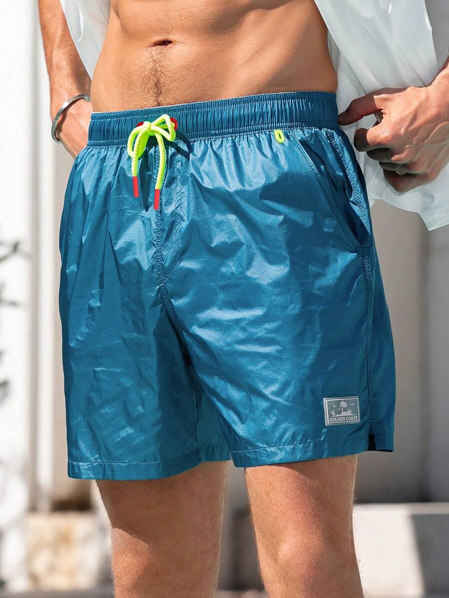 Manfinity Swimmode Men's Front Tie Waist Floral Print Casual Beach Shorts, Vacation Men Swim Trunks