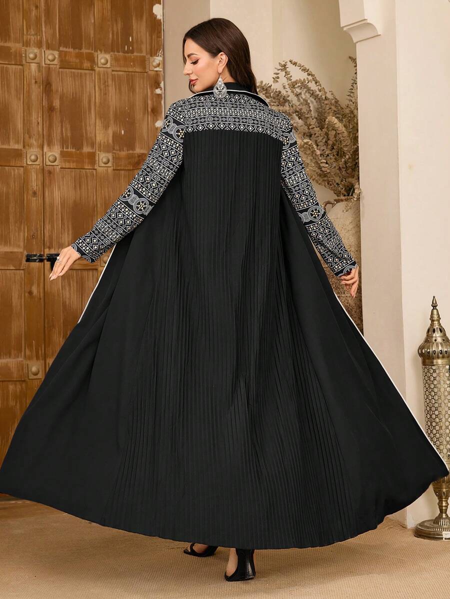 Al Najma Bescheiden elegante Arabische stijl retro print kaftan voor dames, gewaad abaya