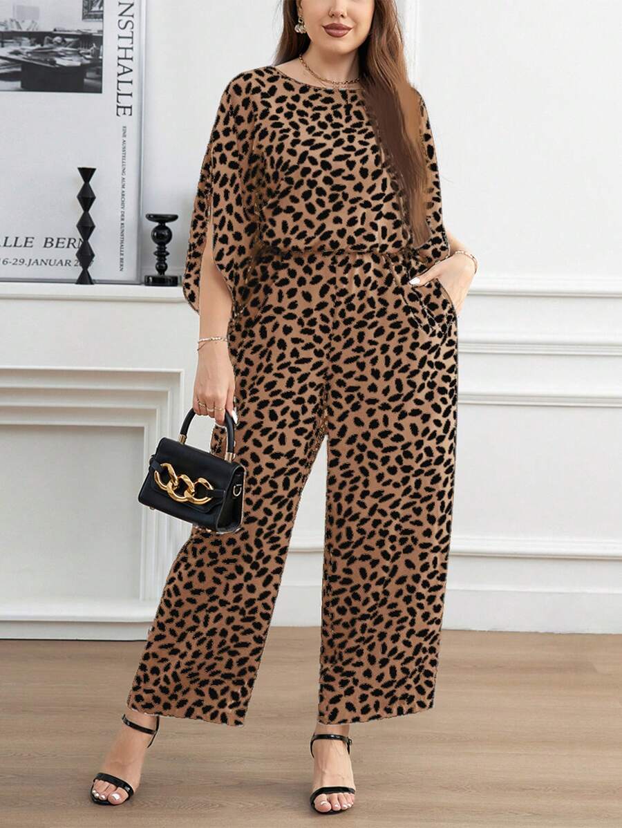 SHEIN Clasi Mono informal de mujer de cintura alta con estampado total y cuello redondo