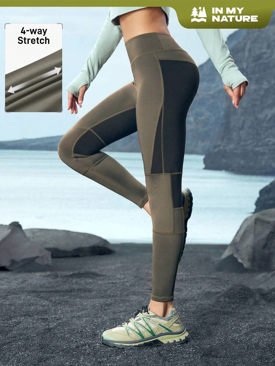 In My Nature In My Nature Women's Solid Color Splicing High Waist Slim Casual Sports Leggings