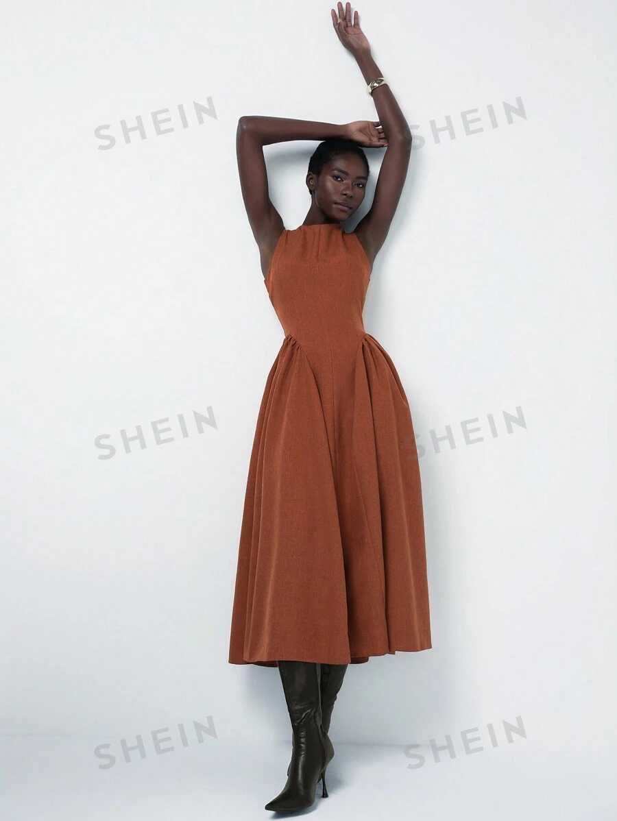 Aveloria Modichic Vestido elegante francés para mujeres, minimalista y versátil para uso diario, con cintura fruncida