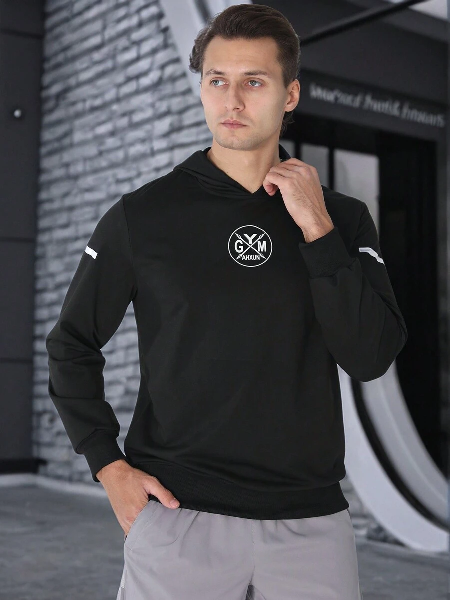 Manfinity Sport Corelite Men's Letter Print Casual Hooded Sweatshirt