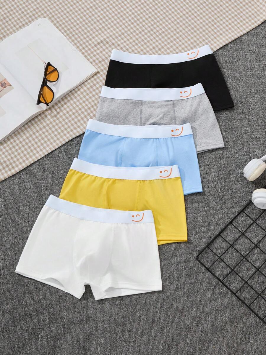 5 piezas/Paquete Calzoncillos con estampado de letras para adolescentes