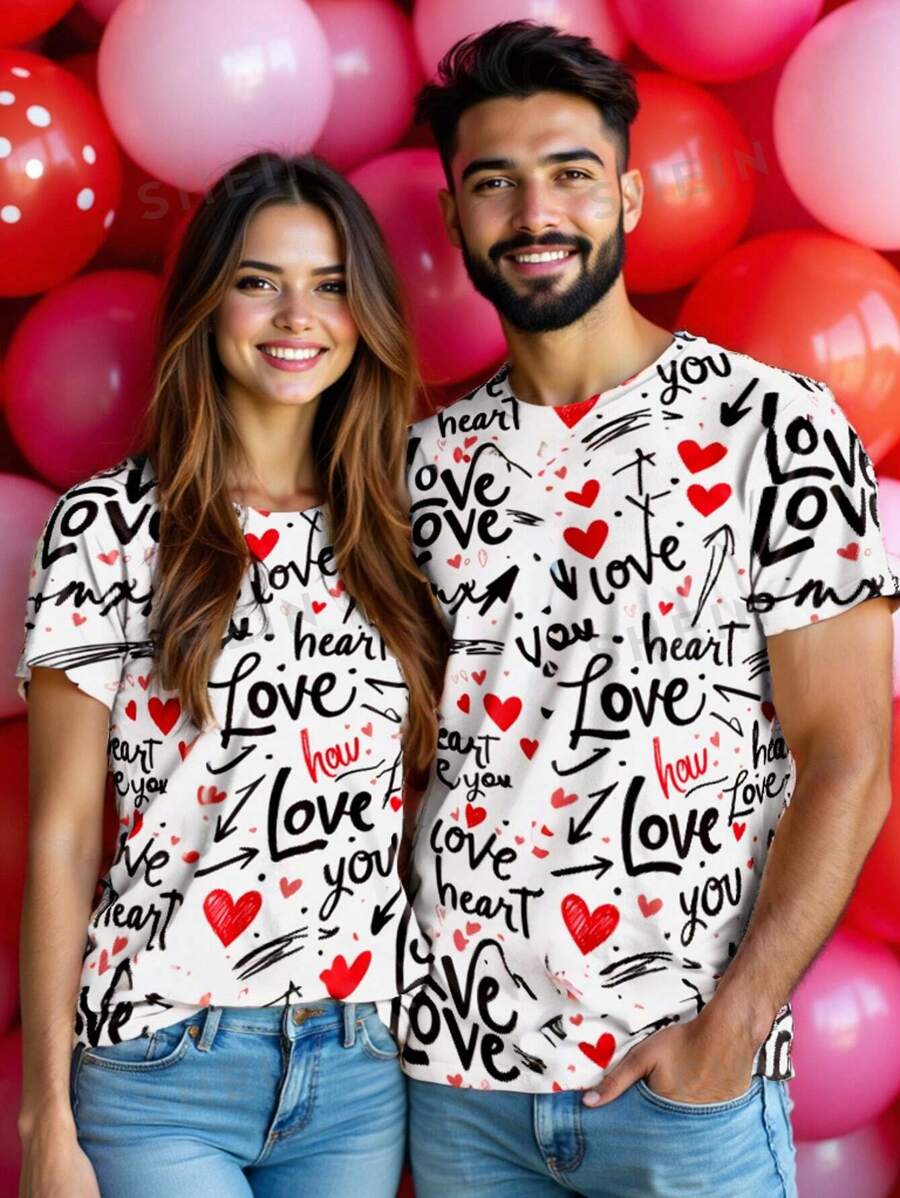 SHEIN LUNE Camiseta de manga corta con estampado integral casual para mujer, camisetas gráficas de verano para mujeres