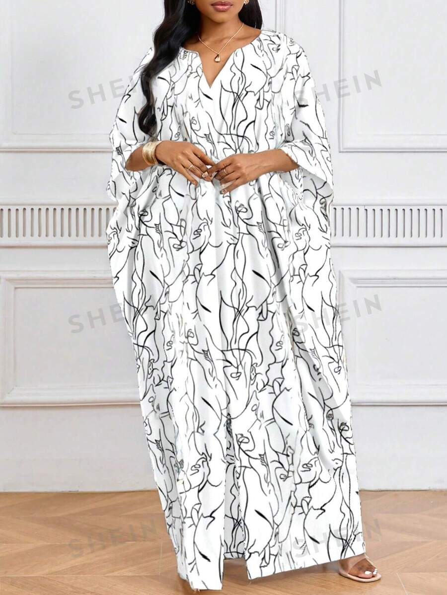 SHEIN Lady Vestidos de fiesta talla grande para mujer - Bata blanca de manga corta holgada con drapeado para fiestas, ducha nupcial y vacaciones. Vestido largo y delgado para mujer de talla alta para la playa.