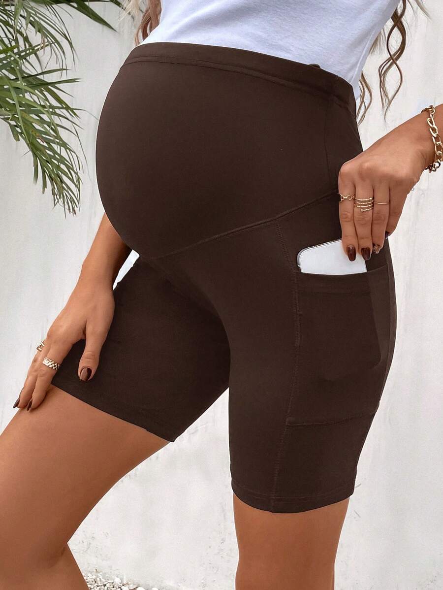 SHEIN Mallas simples de unicolor casual diario para maternidad