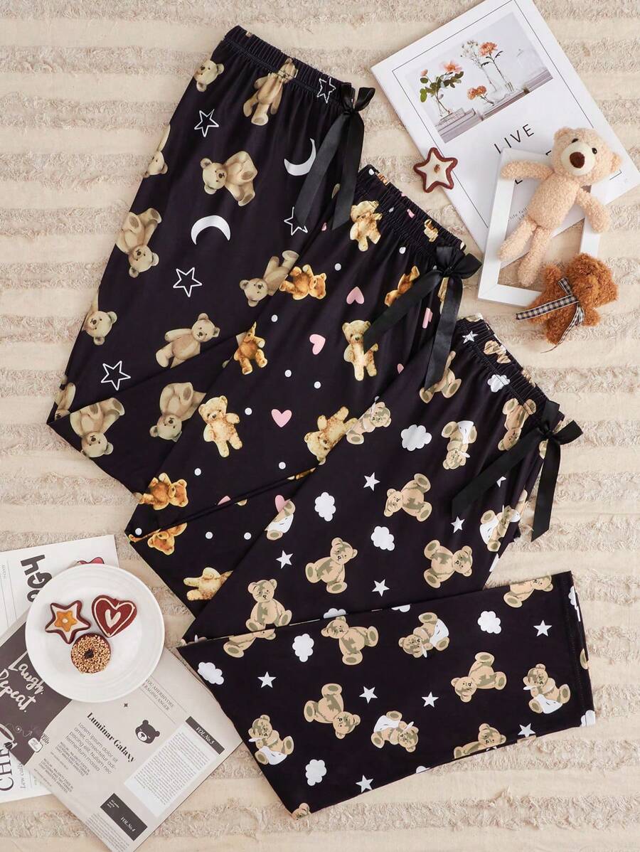 3pcs Cartoon Graphic Pajama Sleep Pants