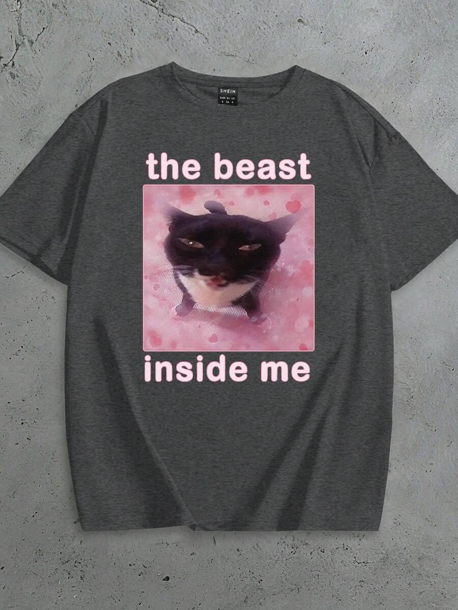 INAWLY Funny Cat Meme T-Shirt Gift, Cat T-Shirt, Cat Graphic T-Shirt, Humorous Cat T-Shirt For Women
