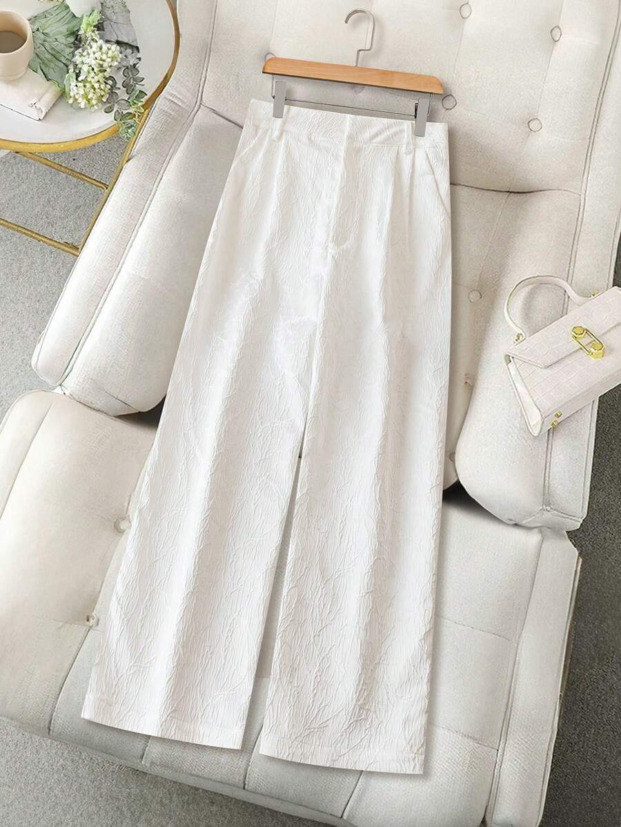 Calvaya Elegant Traditional Chinese Style Jacquard Wide Leg Pants