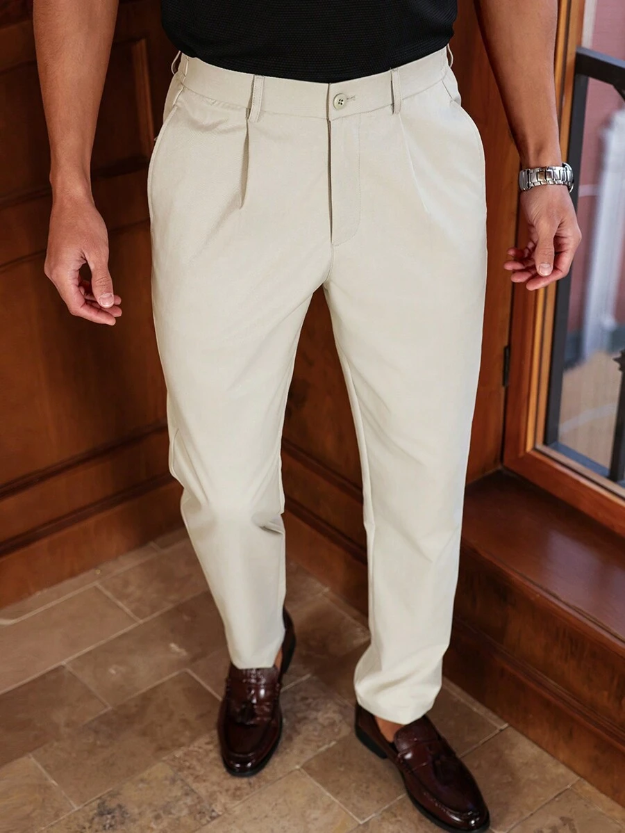 Manfinity Homme Pantaloni casual da uomo con gamba affusolata a colore unito