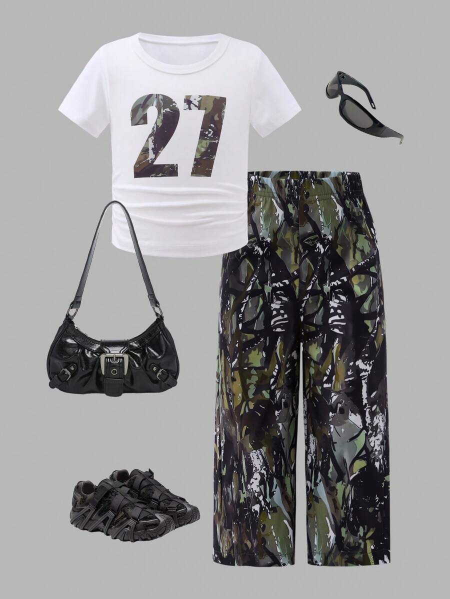Baby Mädchen Kleinkind 0-3J Straßen Mode Camouflage Cargohose Crop Top Jersey Outfit