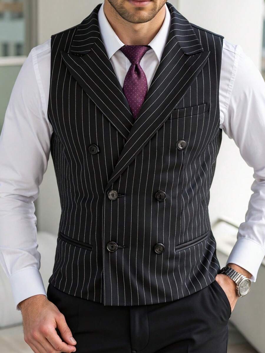 Manfinity Bizformal Gilet casual senza maniche a righe da uomo Manfinity Bizformal, ideale per un regalo al fidanzato