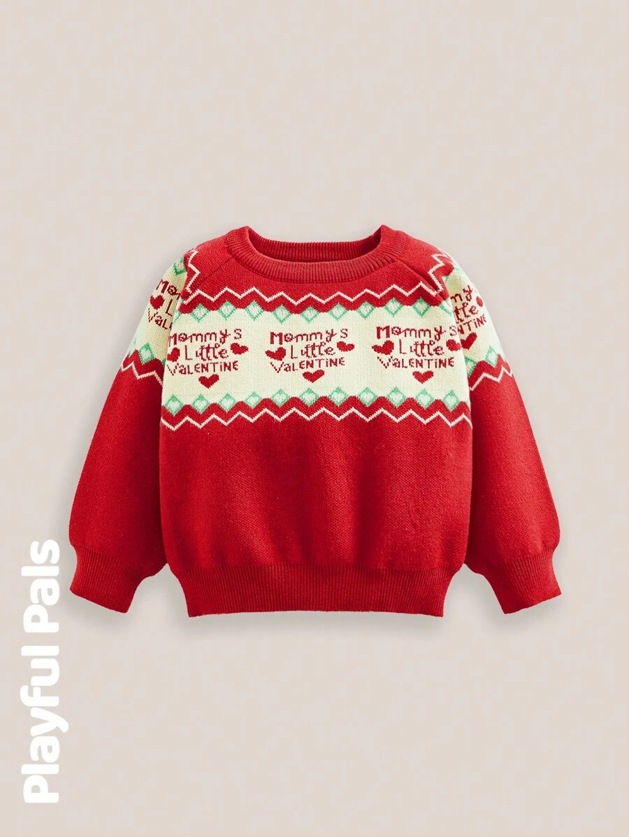 SHEIN 1 Stück süß/vintage/lustig/Cartoon Weihnachtsmann Muster Langarm dicker Pullover, geschlechtsneutral und geeignet für Kleine Jungen und Mädchen, Weihnachten, Frühling/Herbst/Winter