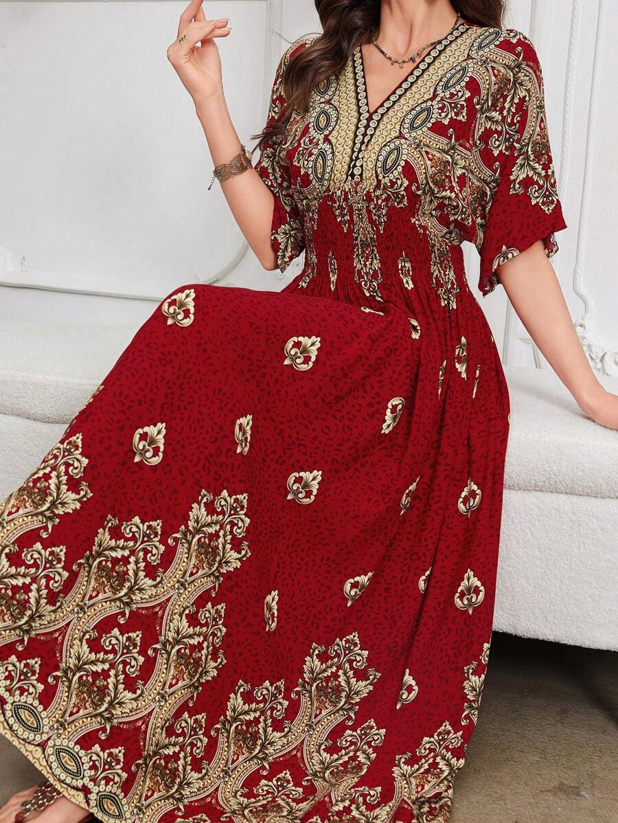 Lacomfia Casual & Elegant Vintage Floral Print Dress For Women