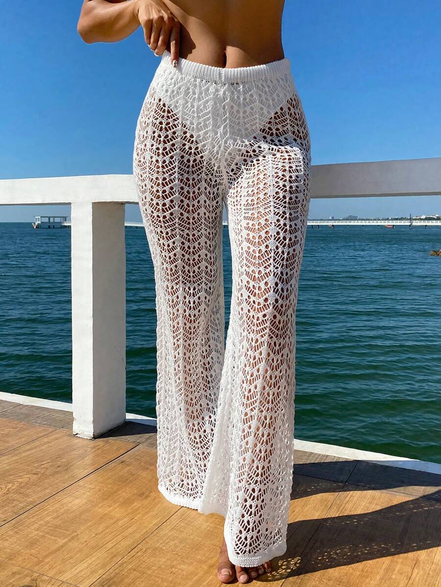 Women Beach Vacations Outfits Sexy Knitting Hollow Textured Pants Swimsuit Bottom For Summer Beach Vacation