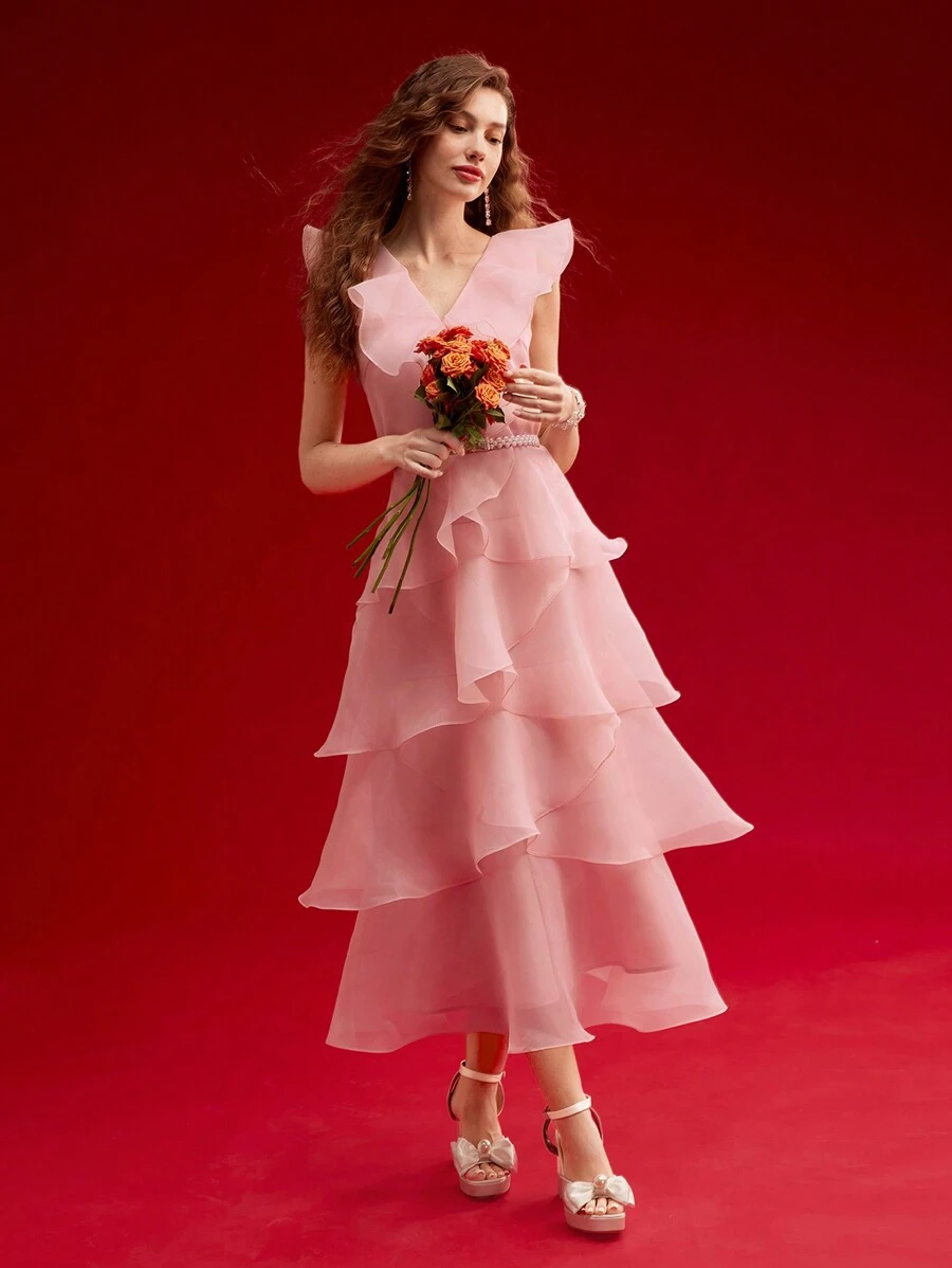 MOTF PREMIUM ROBE AVEC GARNITURE VOLANTÉE EN ORGANZA