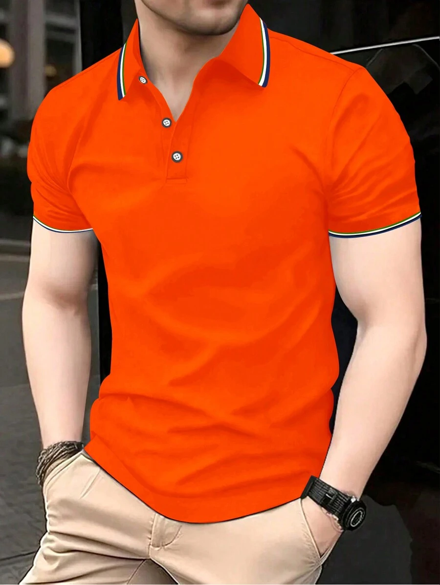 Men's Solid Color Polo Shirt, Short Sleeve, Casual & Fashion For Everyday Wear