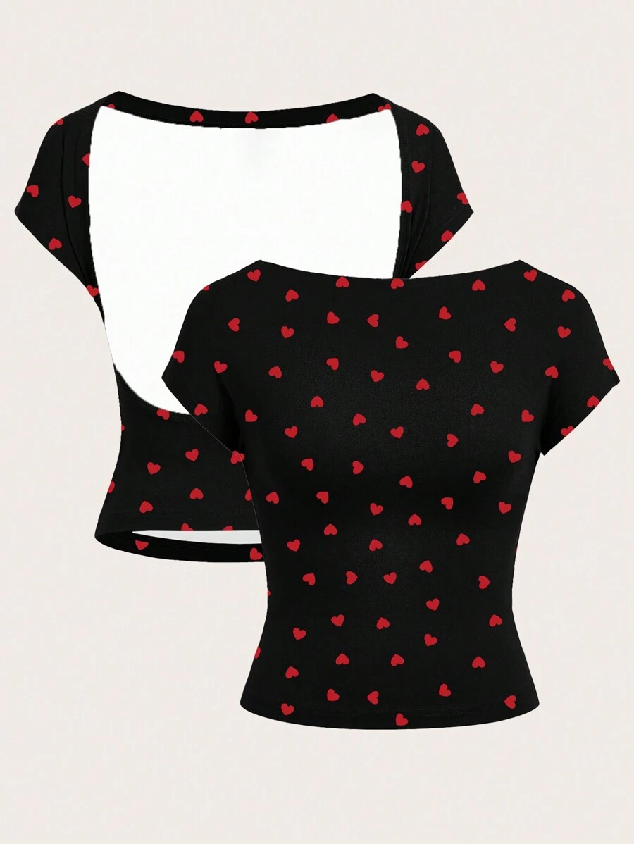 SHEIN ICON Casual Off Shoulder Strakke Korte T-shirt Voor Dames, Geschikt Voor De Zomer