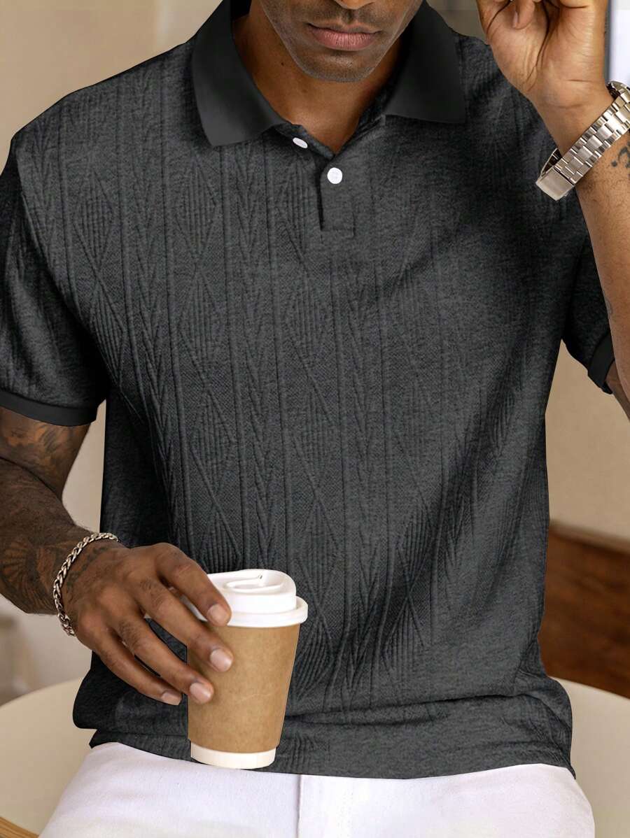 Manfinity CasualCool Camisa polo de hombre Manfinity de unicolor con diseño texturizado