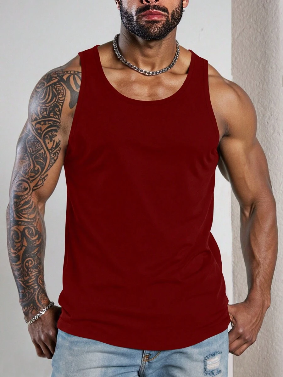 Manfinity Homme Camiseta de tirantes informal y sencilla para hombre de talla grande