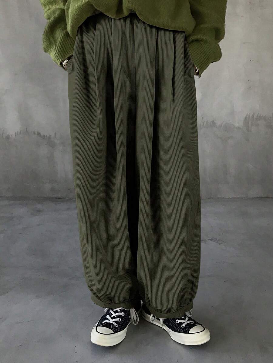 FRIFUL Women Solid Color Pockets Casual Loose Pants, Everyday Wear