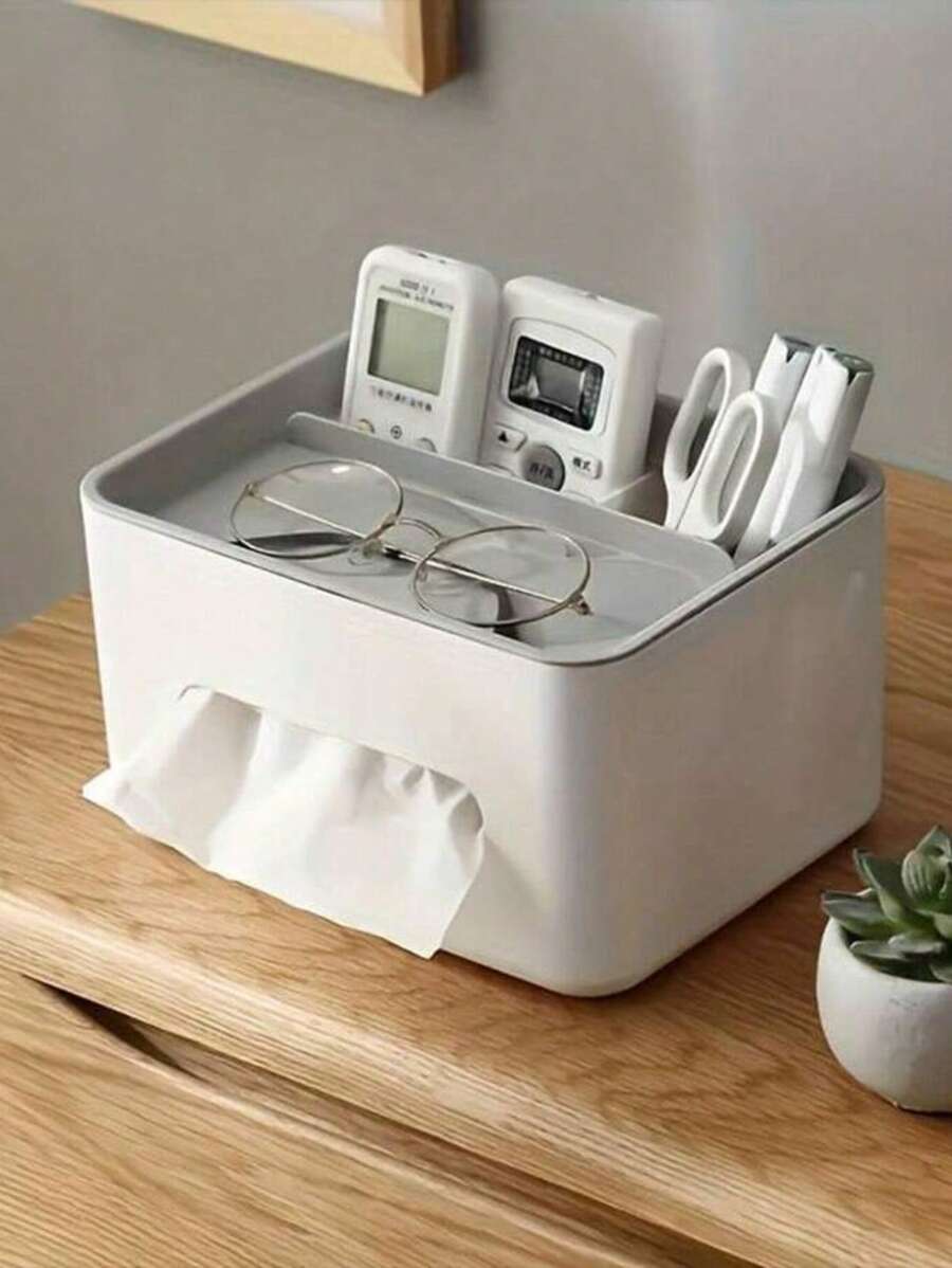 1 PC Multipurpose Desktop Storage Box With Tissue Paper Holder Drawer Paper Box Remote Control Holder Office Desk Organizers