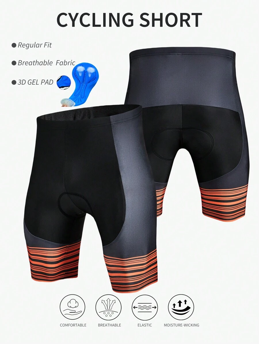 Manfinity Sport Corelite Heren gestreepte elastische taille casual fietsshorts bikershorts