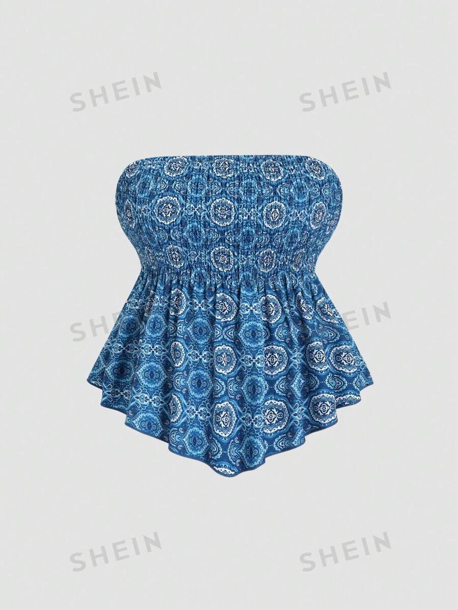 Sweetra Top ajustado con volantes y estampado floral, que se puede usar como ropa interior o exterior para mujeres