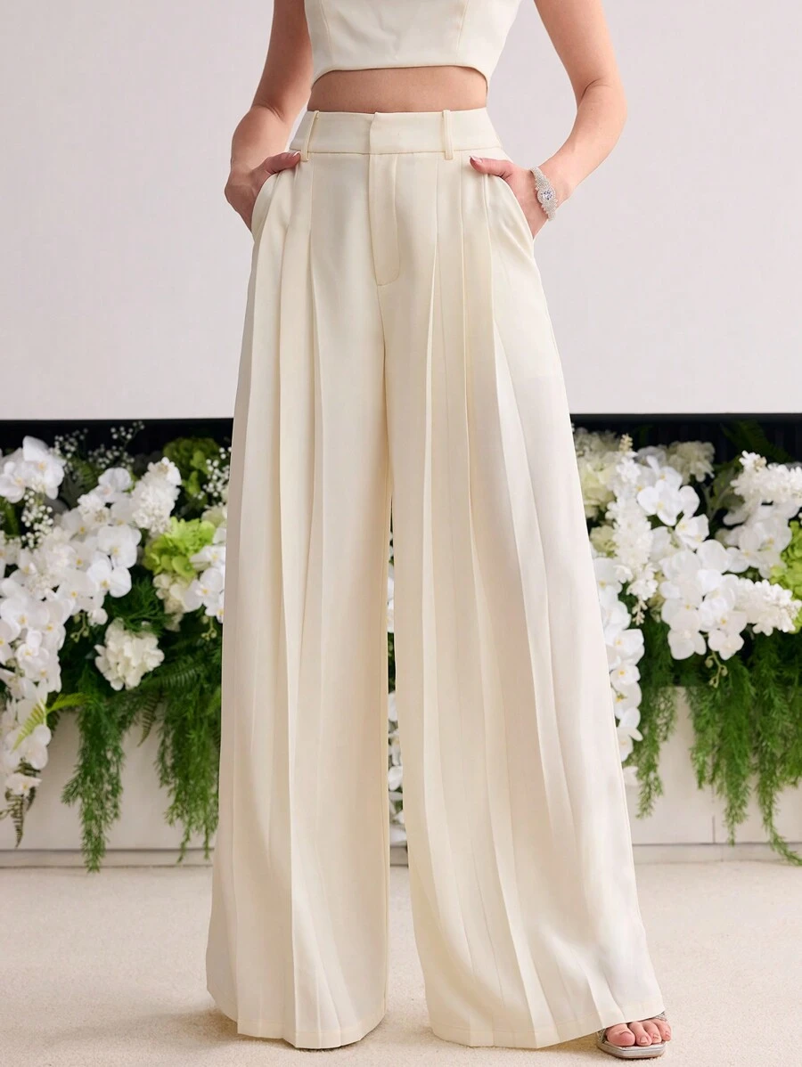 MOTF Soiréza PANTALONES DE TRAJE CON PATA ANCHA FRUNCIDA