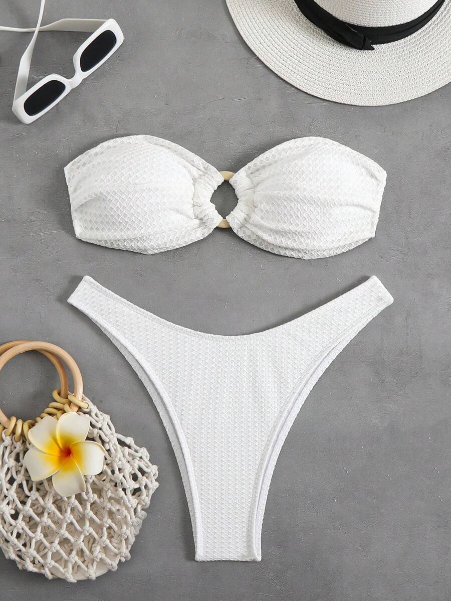SHEIN Swim Women's Simple & Sexy Special Fabric Beach Outfit, Can Showcase The Figure For Summer Beach Vacation