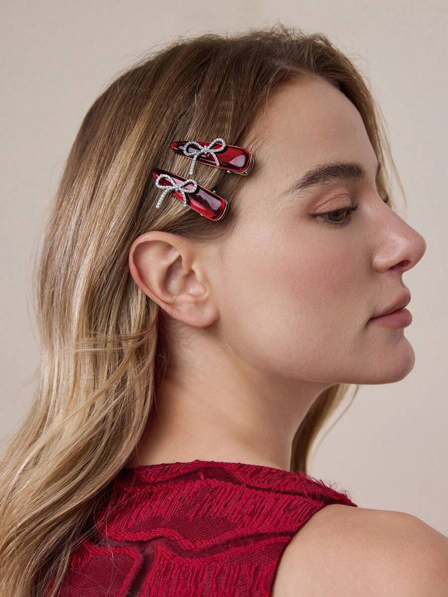 MOTF PREMIUM FASHIONABLE RED BOW DECOR HAIR CLIP