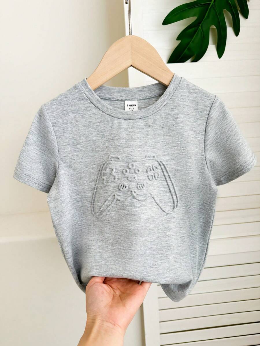 SHEIN Young Boy Graphic Crew Neck Short Sleeve Casual T-Shirt
