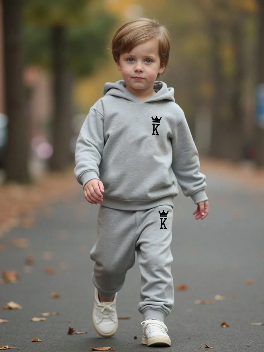 2 piezas Conjunto deportivo y casual para niño pequeño, adecuado para otoño/invierno