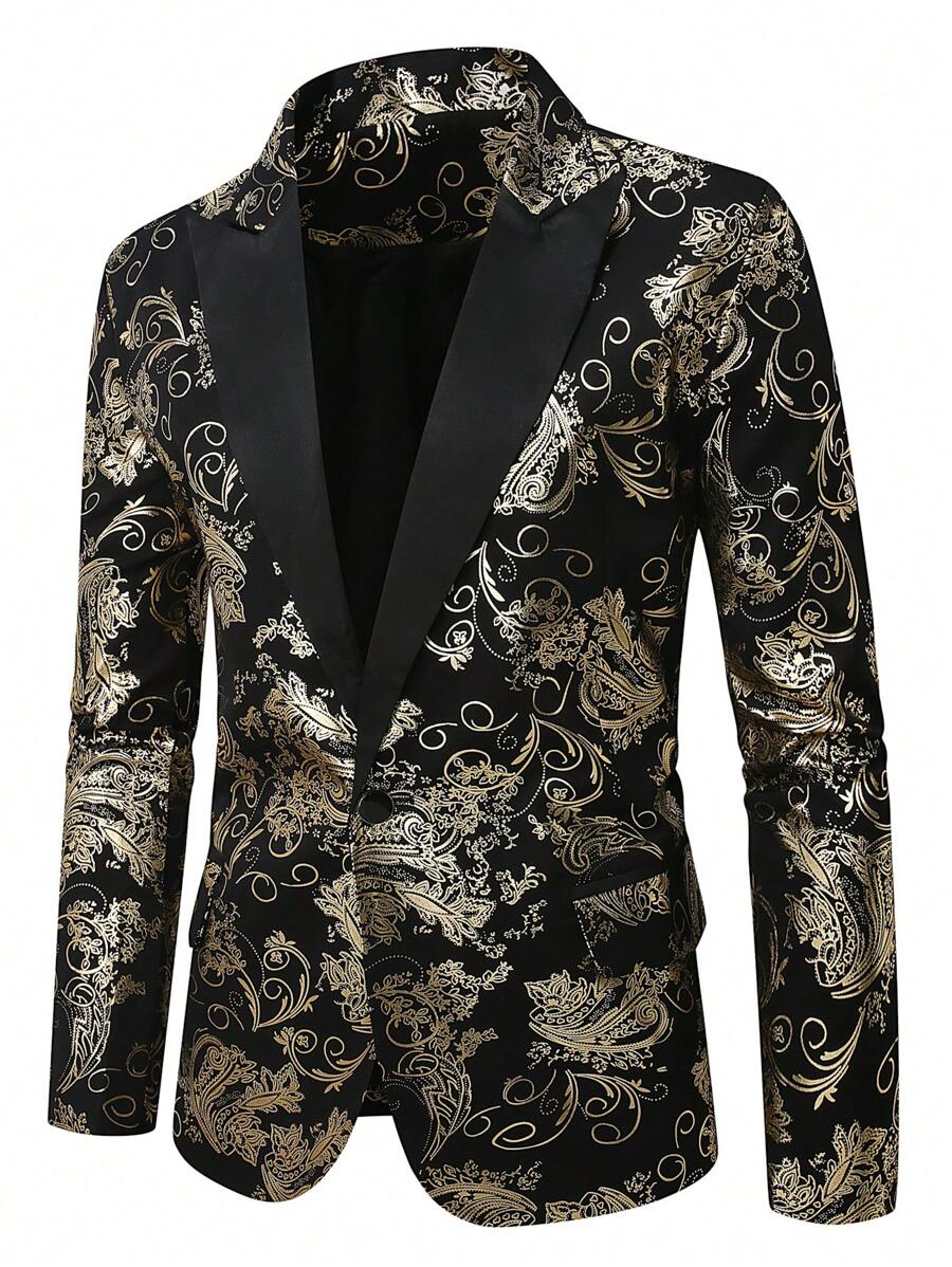 Manfinity AFTRDRK Plus Size Men Plain Color Patchwork Long Sleeve Pocket Simple Blazer