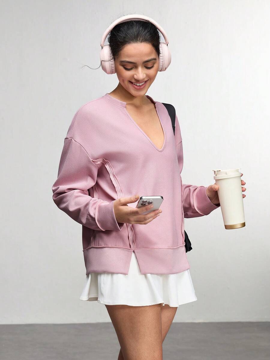 Outdoor Solid Color Long Sleeve Sweatshirt, Minimalist Fashion Casual For Everyday Wear