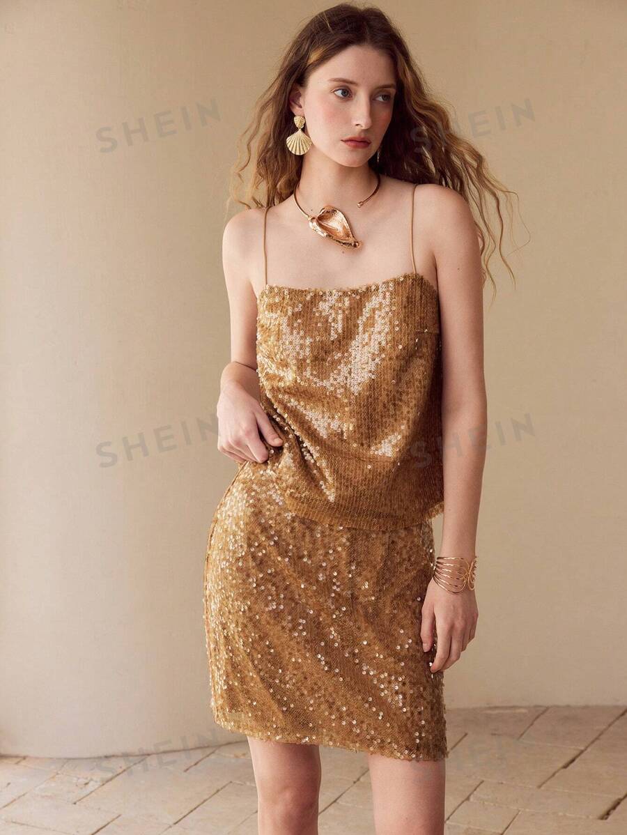 MOTF PREMIUM Falda recta con lentejuelas
