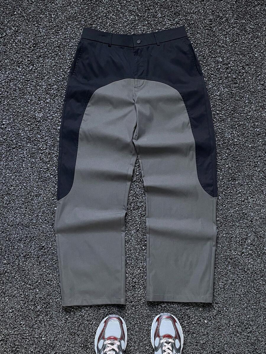 Manfinity VCAY Men's Casual Colorblock Patchwork Straight Leg Pants