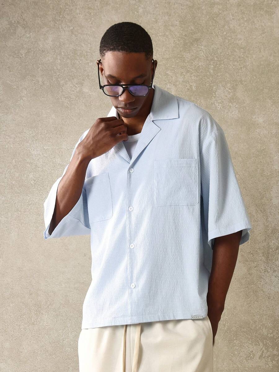 SUMWON Premium Lightweight Resort Short Sleeve Button Down Shirt Beach Vacation Casual Summer Camp Collar Boxy Fit Street Style Lounge Shirt Classic Comfort Modern