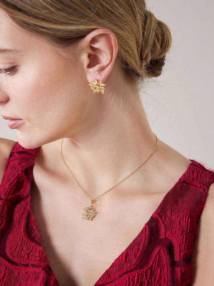 MOTF PREMIUM FASHIONABLE & ELEGANT SILVER-COLOR STAR SPARKLE EARRINGS & NECKLACE JEWELRY SET