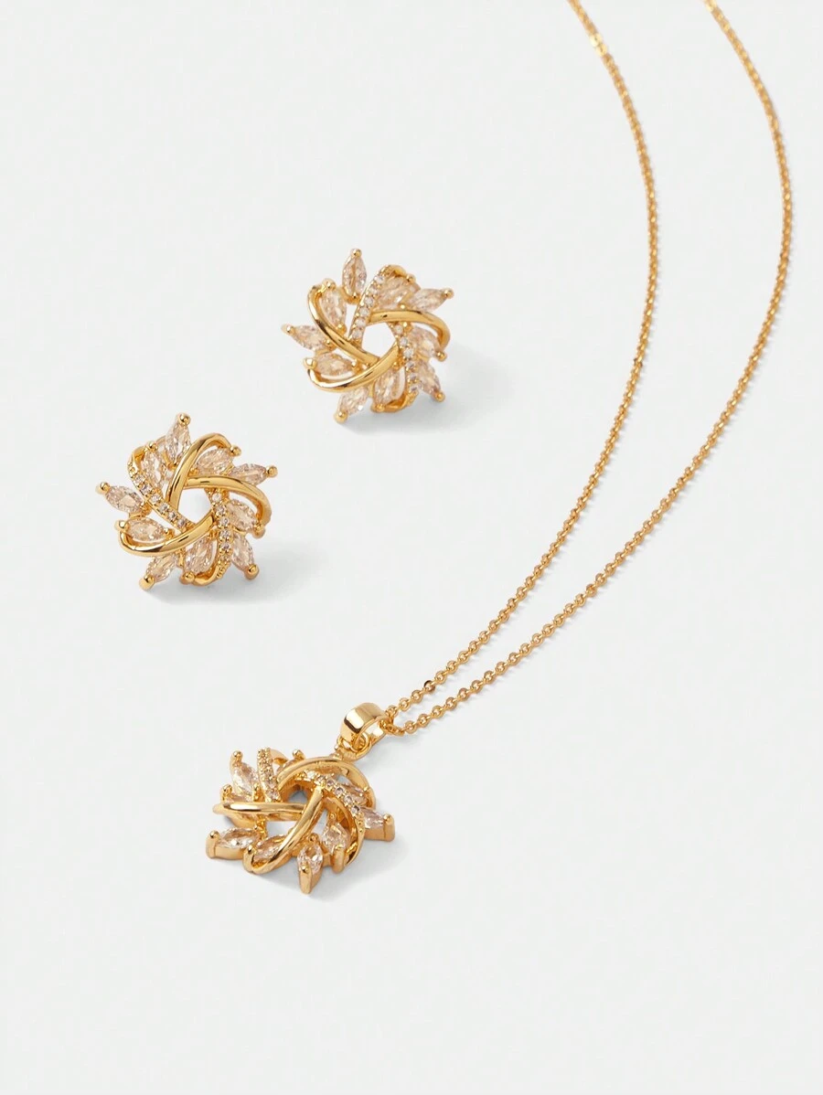 MOTF PREMIUM FASHIONABLE & ELEGANT SILVER-COLOR STAR SPARKLE EARRINGS & NECKLACE JEWELRY SET