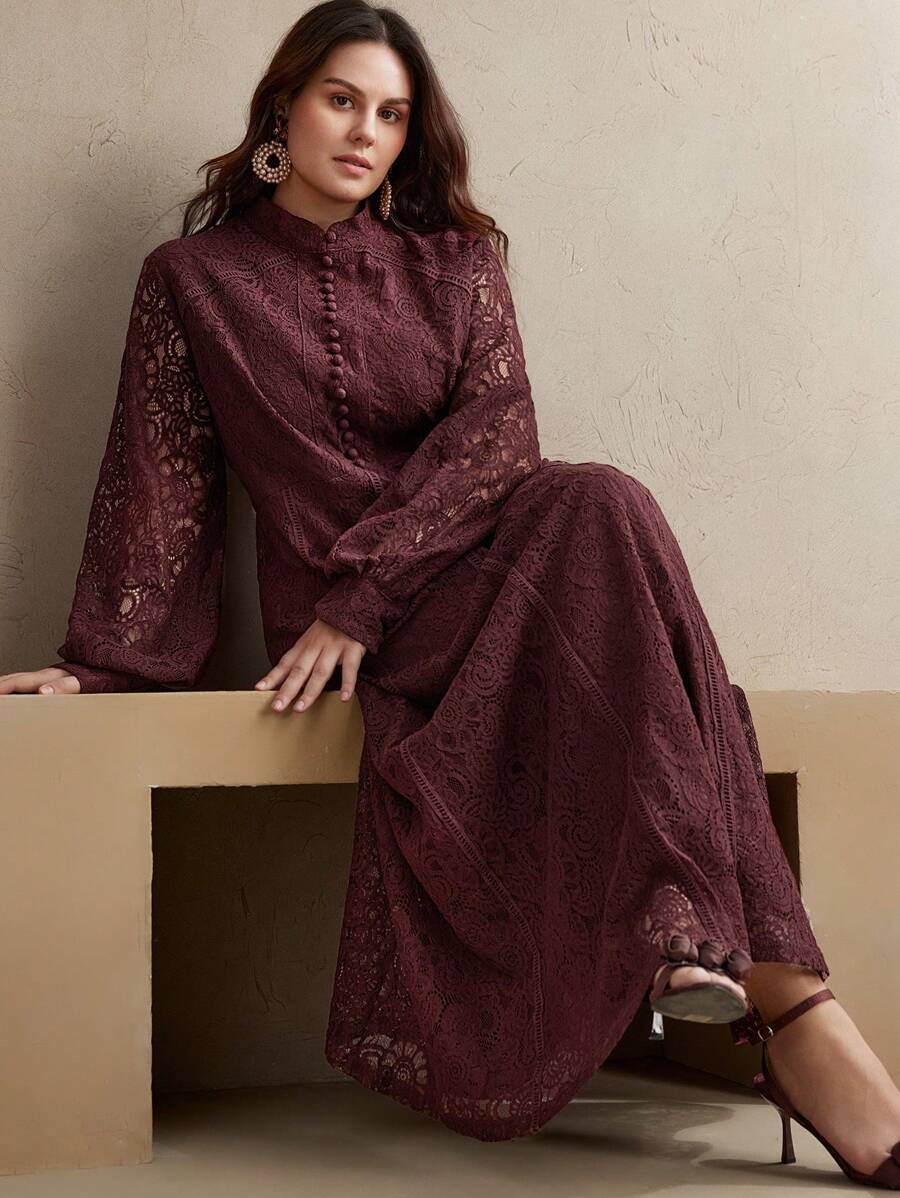 Anewsta Spitzenkleid für Damen mit fließendem Saum, geeignet für Valentinstag, Datingabende und Frühlingsoutfits