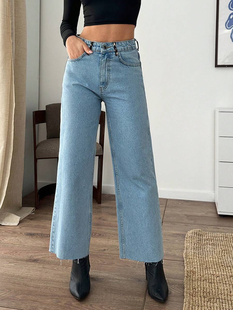 SHEIN JEANS CASUAL DRITTI IN VITA ALTA E ACCORCIATI