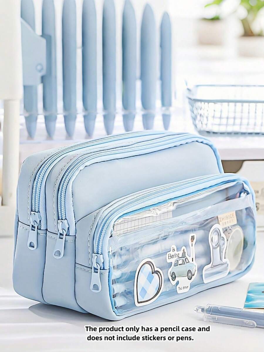 1 Pieza Bolsa de Papelería de Gran Capacidad de 21.5Cm*9.8Cm*12.5Cm, Bolsa de Lápices Creativa, Bolsa de Almacenamiento de Lápices y Bolígrafos, Bolsa de Almacenamiento Portátil de Cosméticos, Bolsa de Lápices Esencial para Volver a la Escuela, Adecuada para Oficina, Útiles Escolares, Regalos de Cumpleaños, Variedad de Colores, Volver a la Escuela, Útiles Escolares