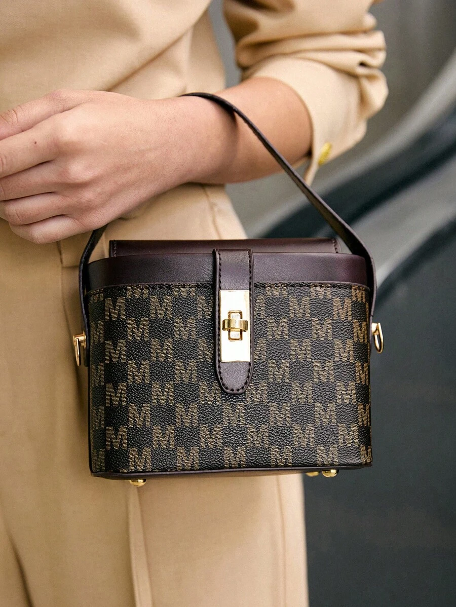 Old Money, Bolsa Quadrada Leve Com Trava De Torção Gráfica De Letras Para Casual Business, Para Meninas, Mulheres, Estudantes Universitárias, Novatas E Trabalhadores De Colarinho Branco. Perfeita Para Escritório, Faculdade, Trabalho, Viagem, Atividades Ao Ar Livre