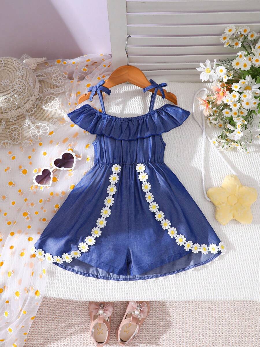 Babymeisje Lente & Zomer Beroep Korte Mouwen Bloemendecoratie Slip Romper