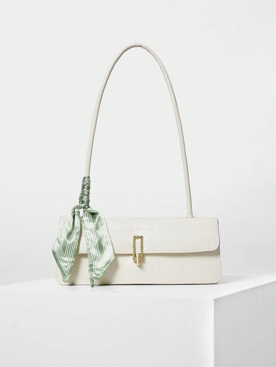 Nova bolsa de cachecol de PU de cor sólida com zíper de camada interna estilo tampa, bolsa de axila francesa elegante e versátil, bolsa baguete feminina adequada para passeios diários femininos, festas de compras, namoradas, presentes de Natal e Dia dos Namorados