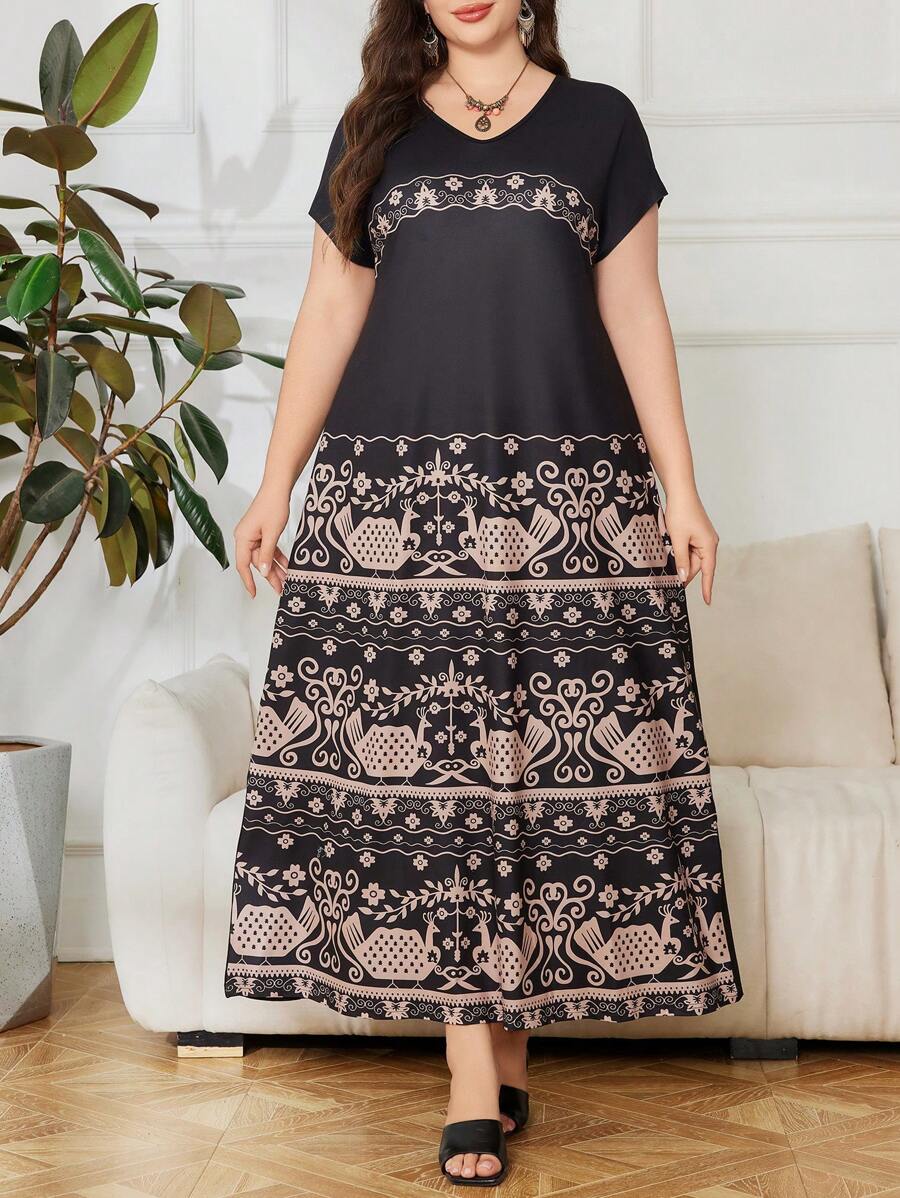 Lacomfia Plus Size Simple Fashion Casual Daily Dress