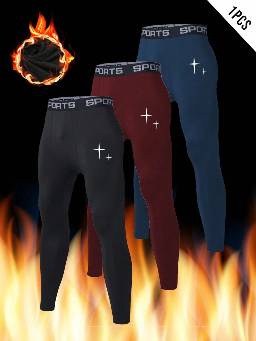 Manfinity Sport Corelite Boyfriend Style Men's Casual Cross Print Thermal Lined Sports Leggings